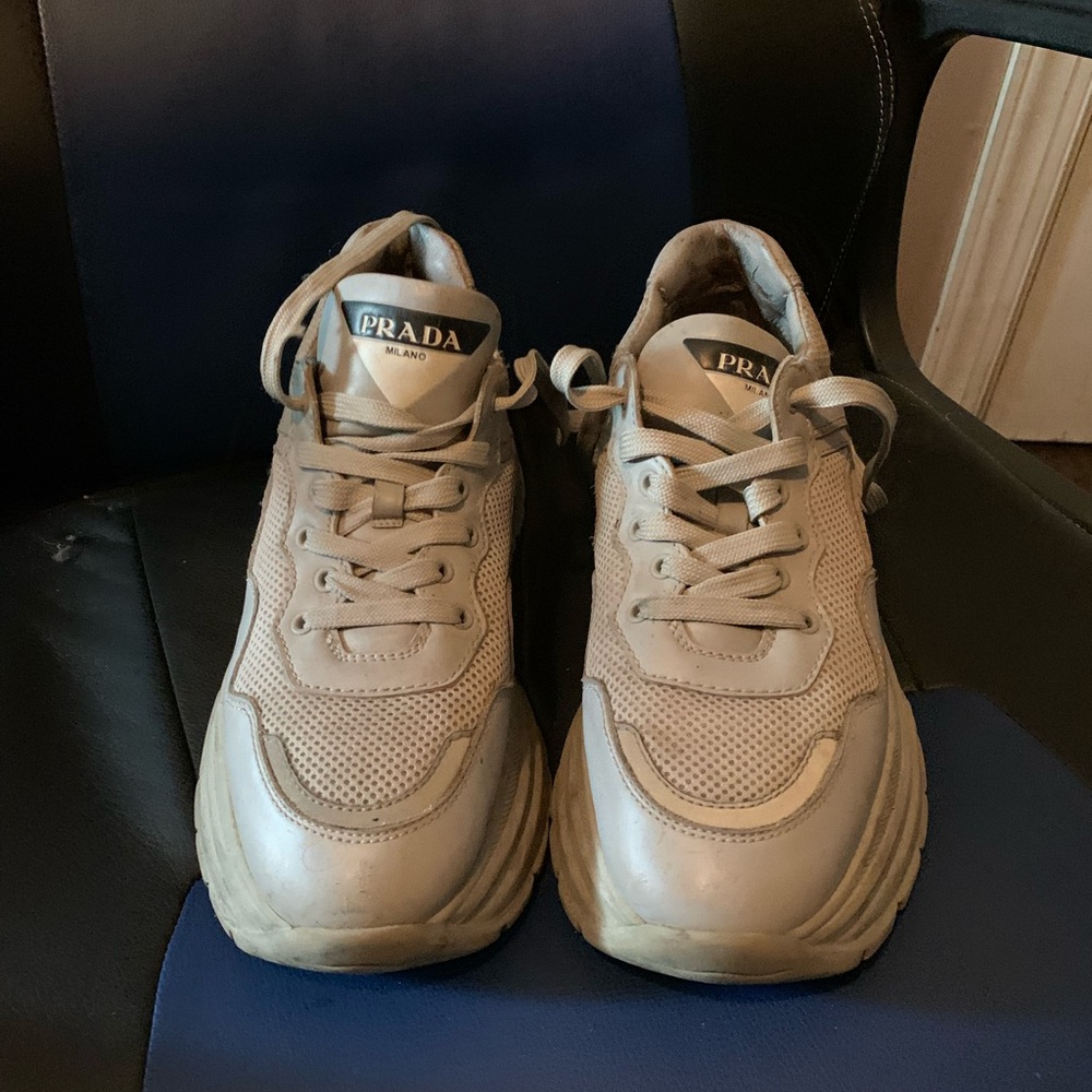 Prada Taupe Athletic Sneakers